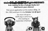 KCPR recruitment flier from Fall Quarter 2010-2